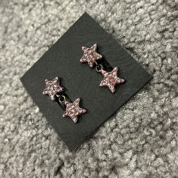Vintage Light Lavender Crystal Pavé Star Earrings-Boutique - Picture 4 of 8